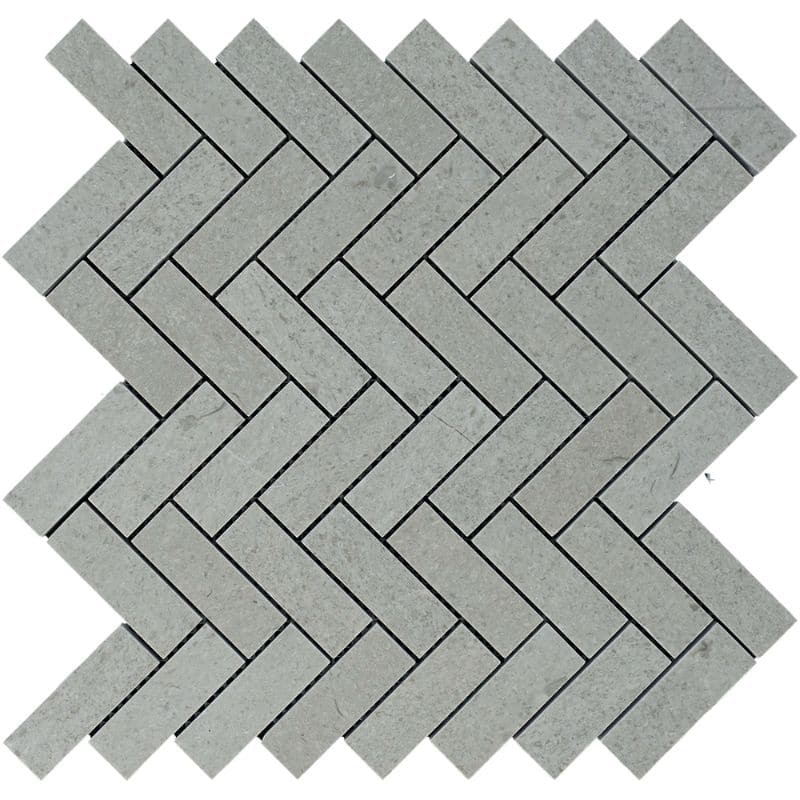 Spanish Grey Marble 1x3 Herringbone Polished Mosaic Tile.
