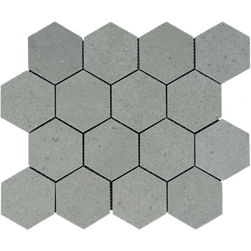 Spanish Grey Marble 3x3 Hexagon Polished Mosaic Tile.