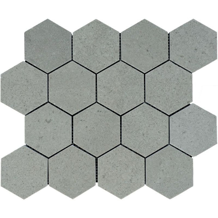 Spanish Grey Marble 3x3 Hexagon Polished Mosaic Tile.