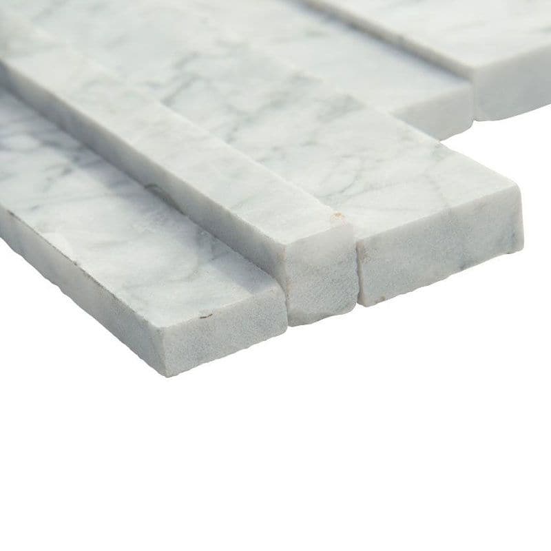 Statuario Marble 3D 6x18 Stacked Stone Ledger Corner - TILE AND MOSAIC DEPOT