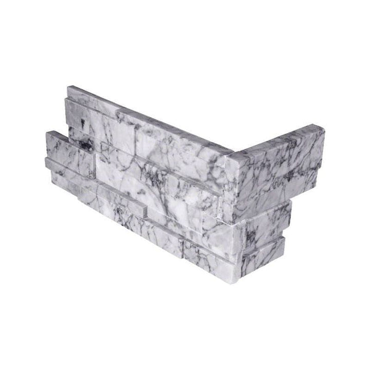 Statuario Marble 3D 6x18 Stacked Stone Ledger Corner - TILE AND MOSAIC DEPOT