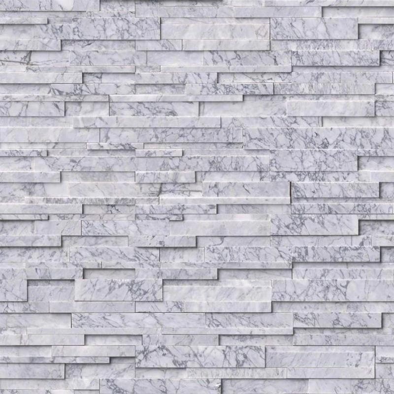Statuario Marble 3D 6x24 Stacked Stone Ledger Panel - TILE & MOSAIC DEPOT