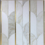 Thassos Cloud Nine Marble Brass Polished Mosaic Tile - TILE AND MOSAIC DEPOT