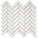 Thassos White Marble 1x3 Herringbone Honed Mosaic Tile - TILE AND MOSAIC DEPOT