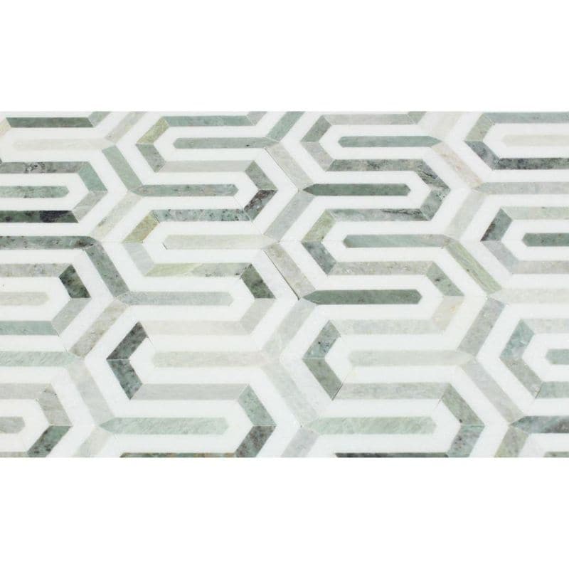 Thassos White and Green Marble Berlinetta Honed Mosaic Tile - TILE AND MOSAIC DEPOT