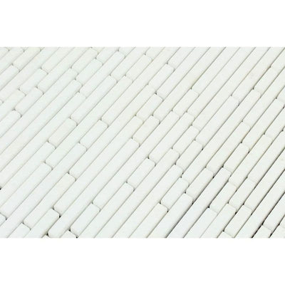 Thassos White Marble Honed Bamboo Sticks Design Mosaic Tile - TILE AND MOSAIC DEPOT