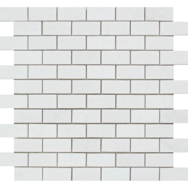 Thassos White Marble 1x2 Polished Mosaic Tile - TILE AND MOSAIC DEPOT