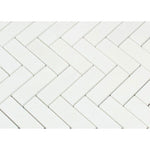 Thassos White Marble 1x3 Herringbone Polished Mosaic Tile - TILE AND MOSAIC DEPOT