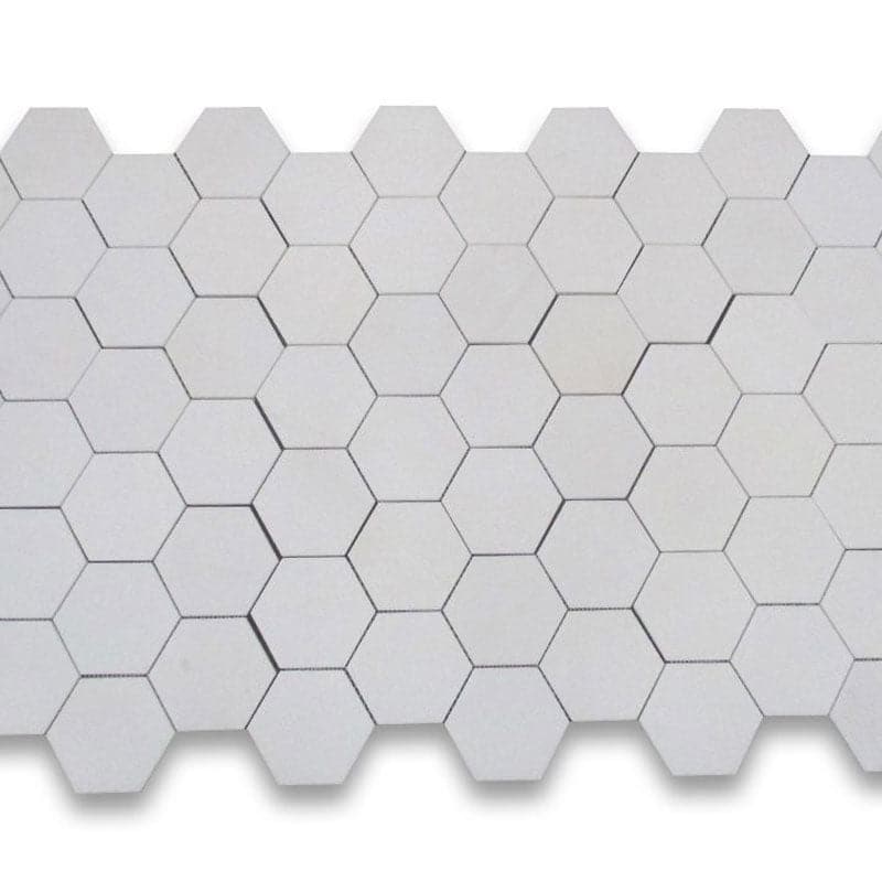 Thassos White Marble 2x2 Hexagon Polished Mosaic Tile - TILE AND MOSAIC DEPOT