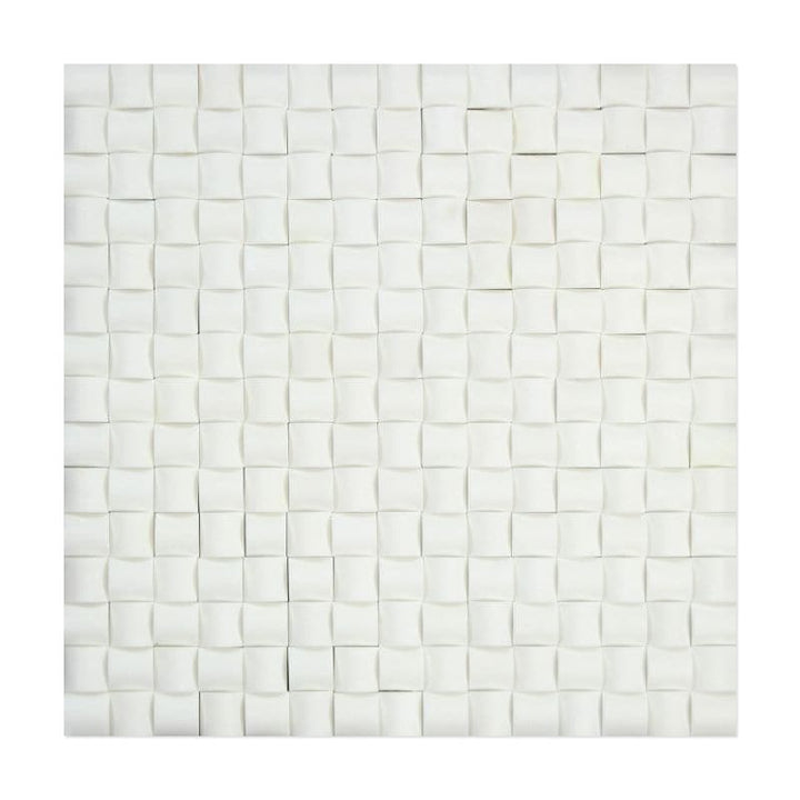 Thassos White Marble 3D Pillow Polished Mosaic Tile - TILE AND MOSAIC DEPOT