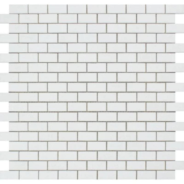 Thassos White Marble 5/8 x 1 1/4 Honed Mini Brick Mosaic Tile - TILE & MOSAIC DEPOT