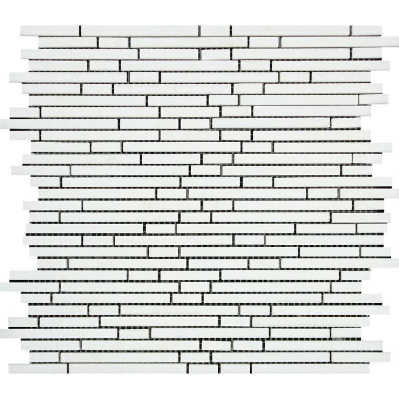 Thassos White Marble Honed Bamboo Sticks Design Mosaic Tile - TILE AND MOSAIC DEPOT