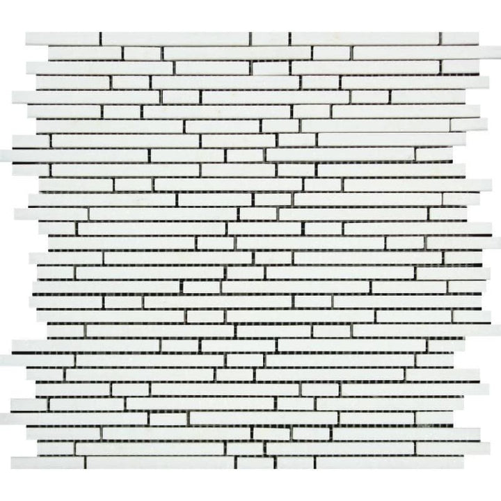 Thassos White Marble Honed Bamboo Sticks Design Mosaic Tile - TILE AND MOSAIC DEPOT