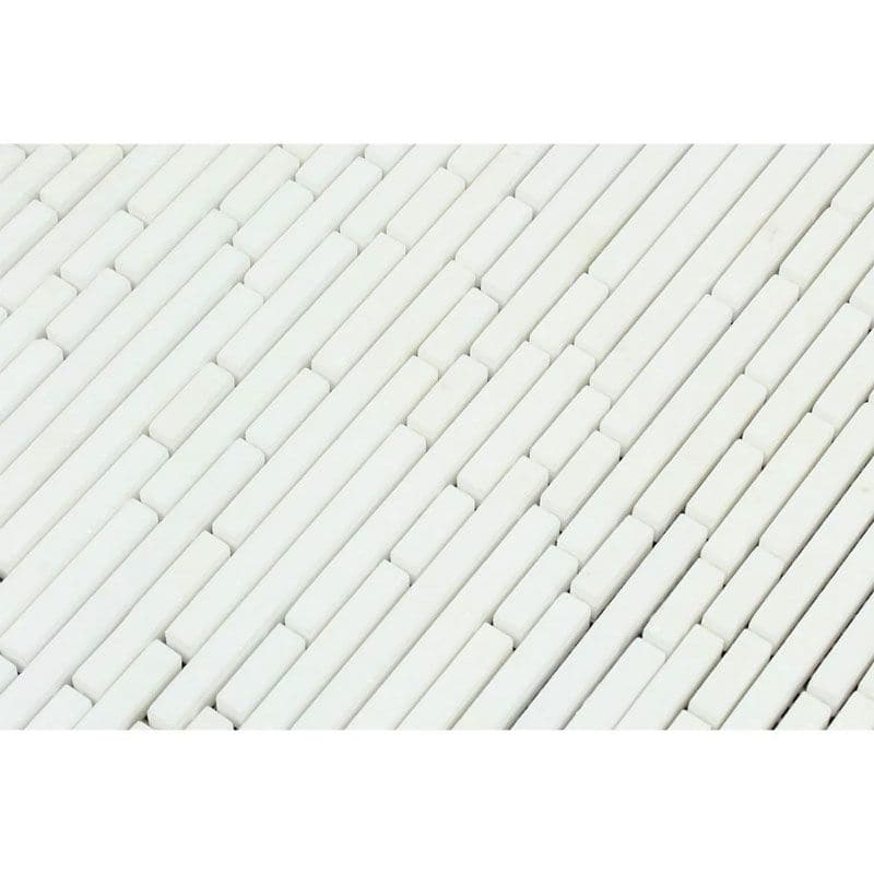 Thassos White Marble Honed Bamboo Sticks Design Mosaic Tile - TILE AND MOSAIC DEPOT