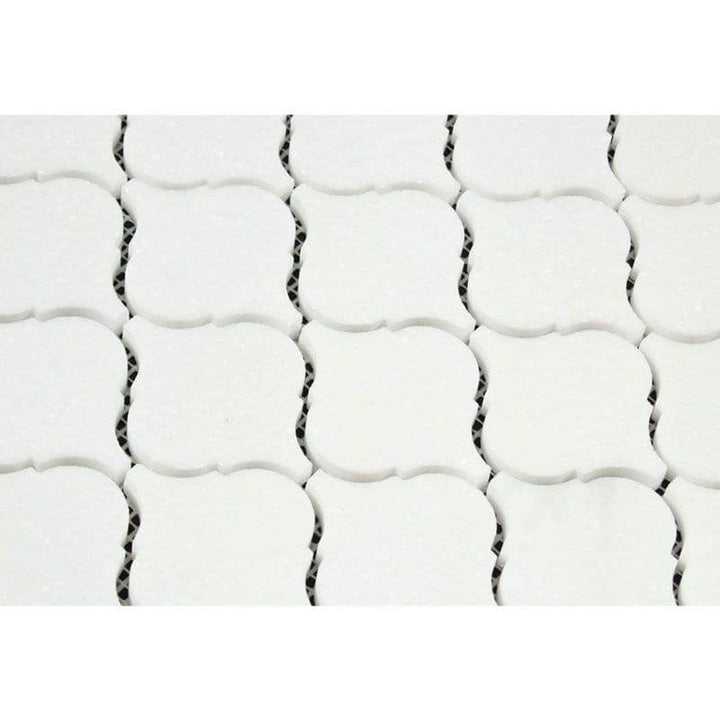 Thassos White Marble Lantern (Arabesque) Honed Mosaic Tile - TILE AND MOSAIC DEPOT