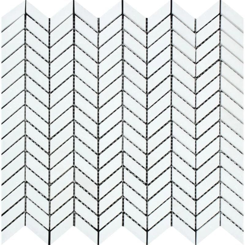 Thassos White Marble Mini Chevron Honed Mosaic Tile - TILE AND MOSAIC DEPOT