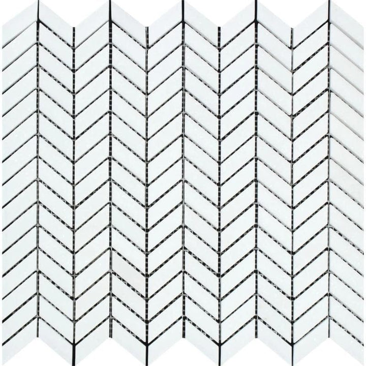 Thassos White Marble Mini Chevron Honed Mosaic Tile - TILE AND MOSAIC DEPOT