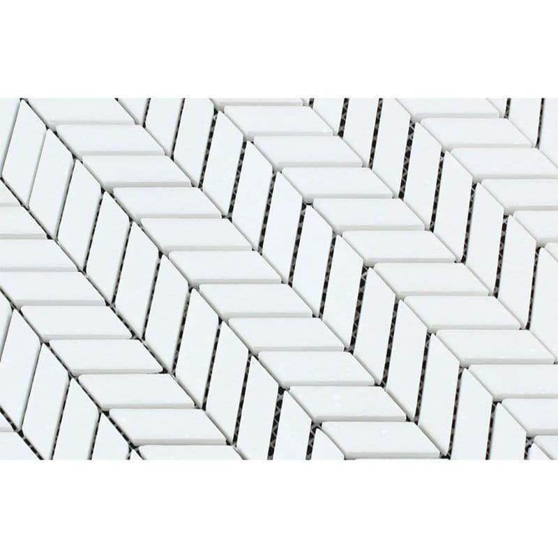 Thassos White Marble Mini Chevron Polished Mosaic Tile - TILE AND MOSAIC DEPOT