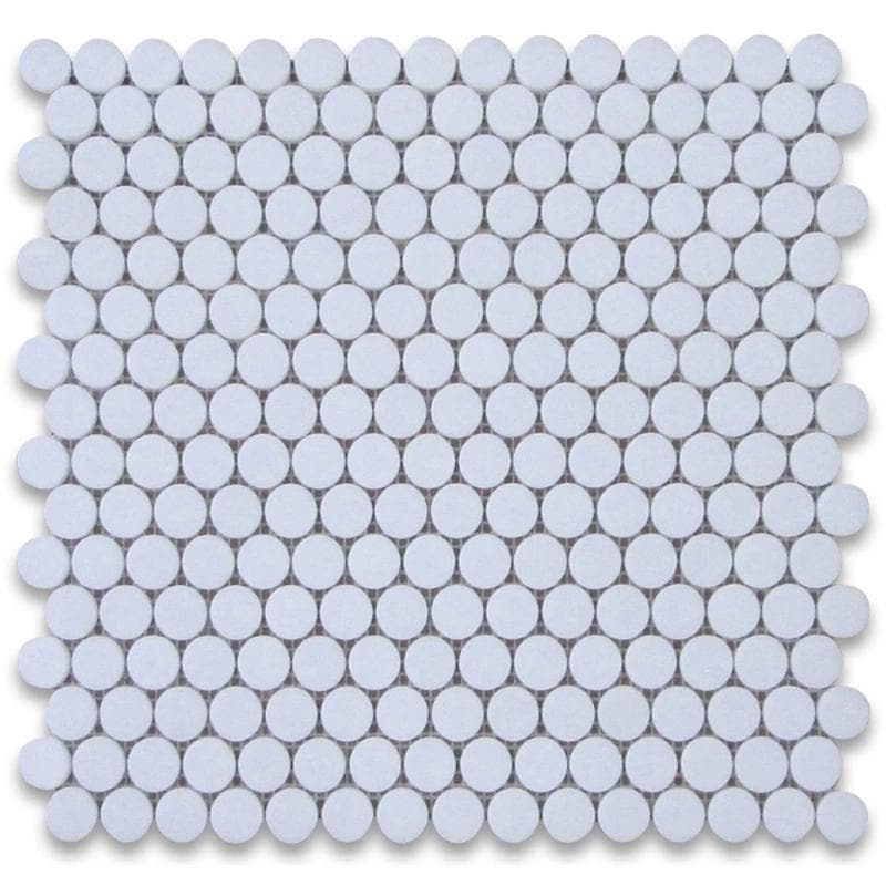 Thassos White Marble Penny Round Polished Mosaic Tile - TILE AND MOSAIC DEPOT