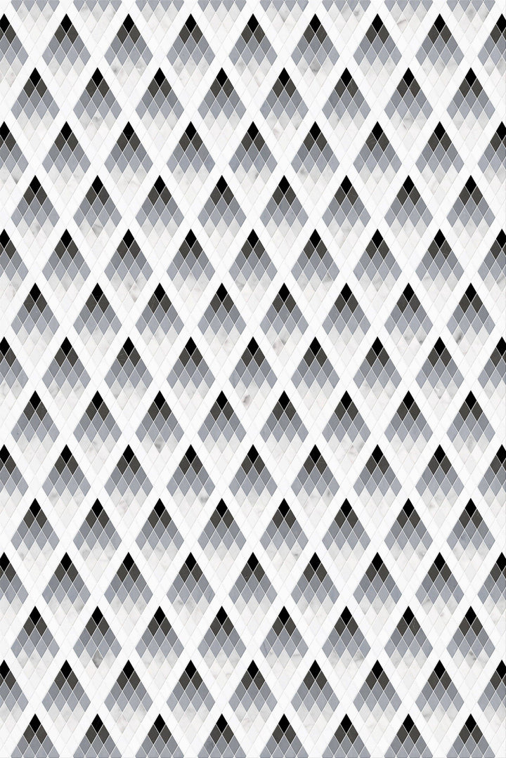 Thassos White Nero Marquina Bardiglio Marble Triangle Polished Mosaic Tile - TILE & MOSAIC DEPOT