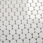Thassos White Marble Penny Round Polished Mosaic Tile - TILE AND MOSAIC DEPOT