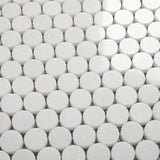 Thassos White Marble Penny Round Honed Mosaic Tile - TILE AND MOSAIC DEPOT