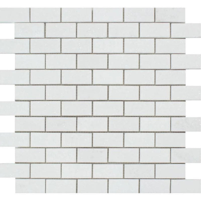 Thassos White Marble 1x2 Honed Mosaic Tile - TILE AND MOSAIC DEPOT