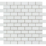 Thassos White Marble 1x2 Polished Mosaic Tile - TILE AND MOSAIC DEPOT