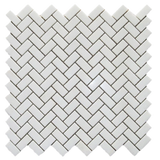 Thassos White Marble 1x2 Herringbone Honed Mosaic Tile - TILE AND MOSAIC DEPOT