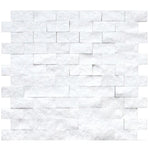 Thassos White Marble 1x2 Split Face Mosaic Tile - TILE AND MOSAIC DEPOT