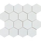 Thassos White Marble 3x3 Hexagon Honed Mosaic Tile - TILE AND MOSAIC DEPOT
