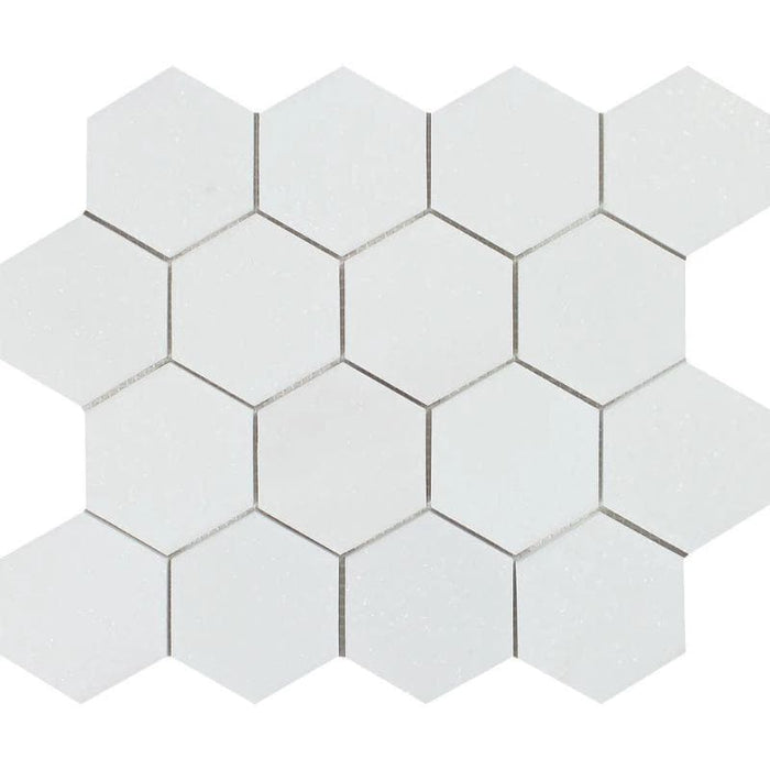 Thassos White Marble 3x3 Hexagon Honed Mosaic Tile - TILE AND MOSAIC DEPOT