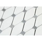 Thassos White Marble Octave with Blue Dots Polished Mosaic Tile - TILE AND MOSAIC DEPOT