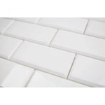 Thassos White Marble Deep-Beveled 2x4 Polished Mosaic Tile - TILE AND MOSAIC DEPOT