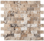 Antico Onyx Travertine 1x2 Split-Faced Brick Mosaic Tile - TILE & MOSAIC DEPOT