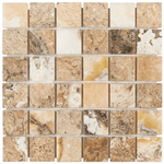 Antico Onyx Travertine 2x2 Tumbled Mosaic Tile - TILE & MOSAIC DEPOT