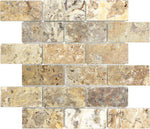 Antico Onyx Travertine 2x4 Tumbled Brick Mosaic Tile - TILE & MOSAIC DEPOT