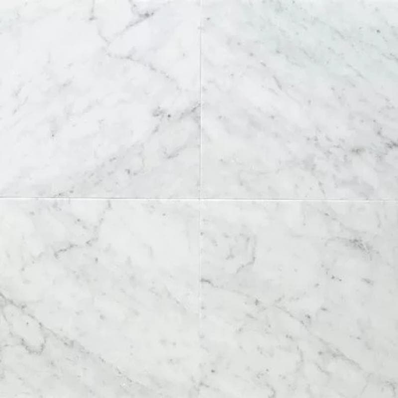 White Carrara Marble 12x12 Honed Tile - TILE AND MOSAIC DEPOT