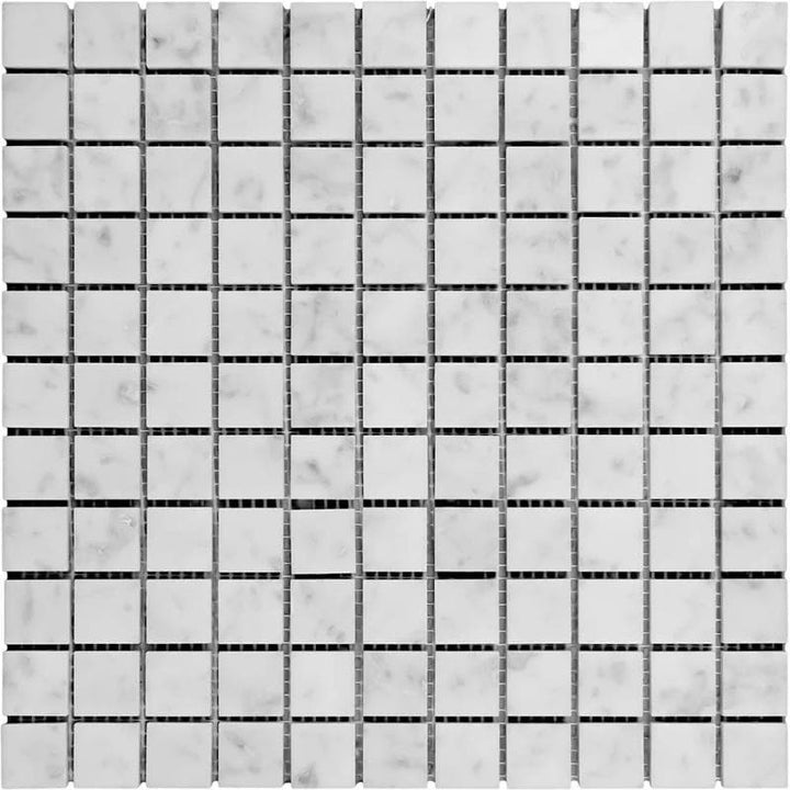 White Carrara Marble 1x1 Honed Mosaic Tile - TILE AND MOSAIC DEPOT