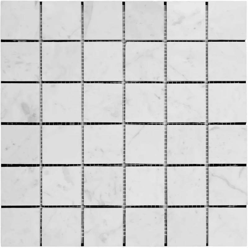 White Carrara Marble 2x2 Polished Mosaic Tile - TILE AND MOSAIC DEPOT
