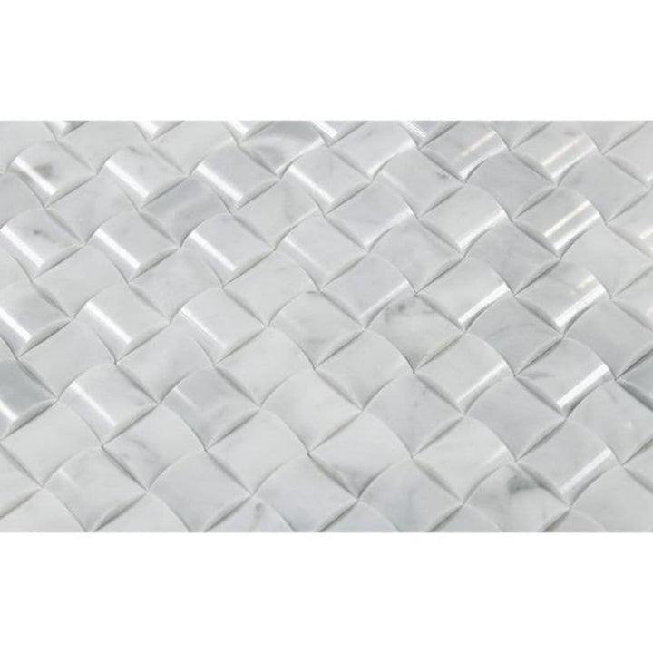 White Carrara Marble 3D Pillow Polished Mosaic Tile - TILE AND MOSAIC DEPOT