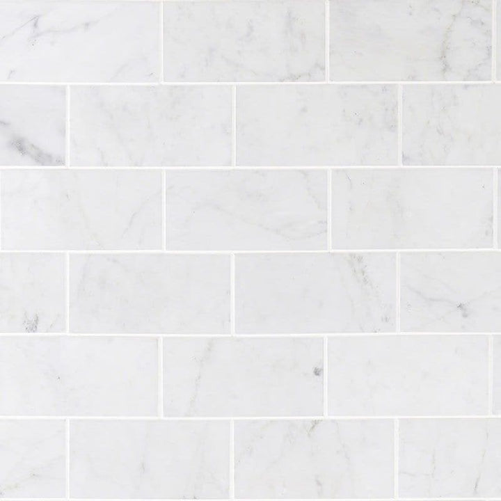 White Carrara Marble 3x6 Honed Tile - TILE AND MOSAIC DEPOT