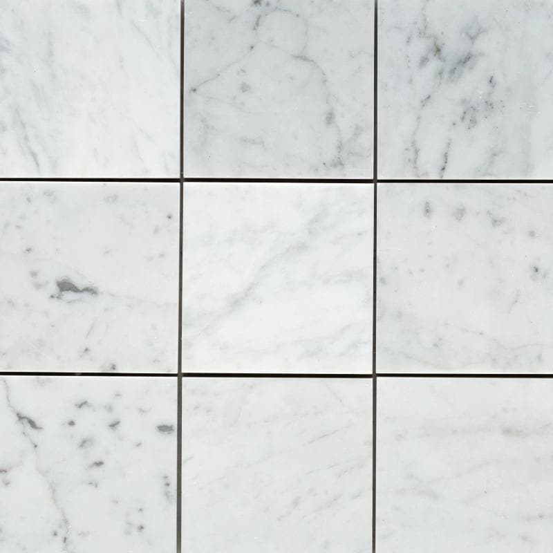 White Carrara Marble 4x4 Honed Tile - TILE AND MOSAIC DEPOT