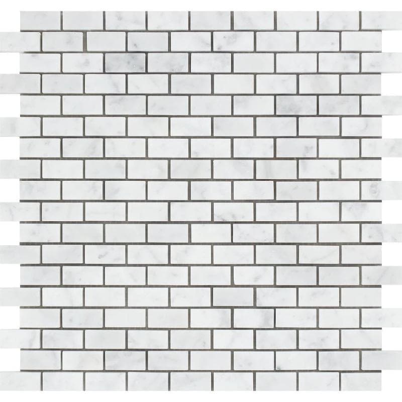 White Carrara Marble 5/8x1 1/4 Honed Mosaic Tile - TILE AND MOSAIC DEPOT