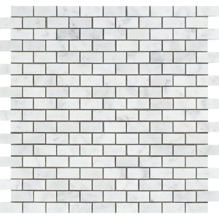 White Carrara Marble 5/8x1 1/4 Honed Mosaic Tile - TILE AND MOSAIC DEPOT