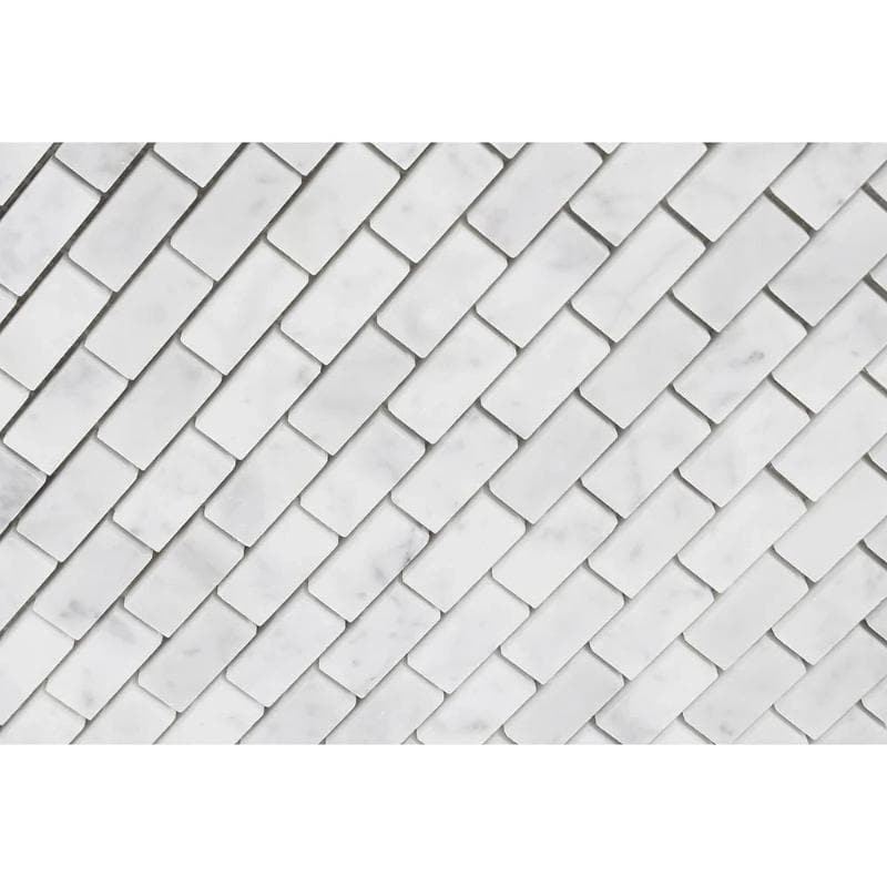 White Carrara Marble 5/8x1 1/4 Honed Mosaic Tile - TILE AND MOSAIC DEPOT