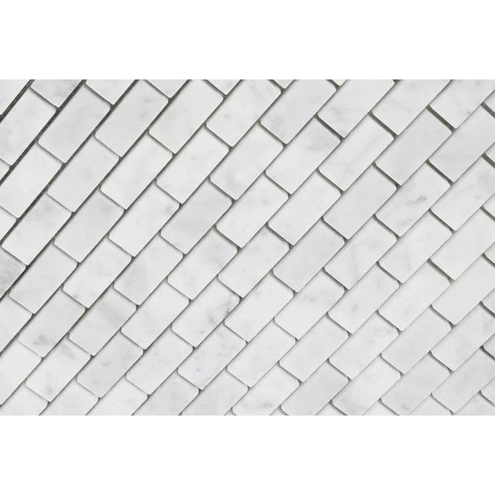 White Carrara Marble 5/8x1 1/4 Honed Mosaic Tile - TILE AND MOSAIC DEPOT