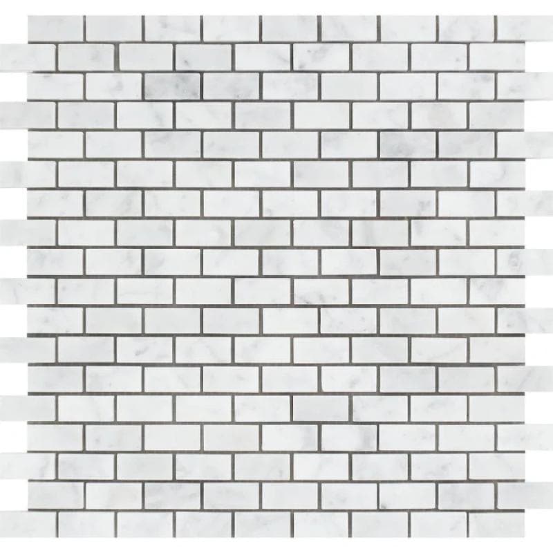 White Carrara Marble 5/8x1 1/4 Polished Mosaic Tile - TILE AND MOSAIC DEPOT