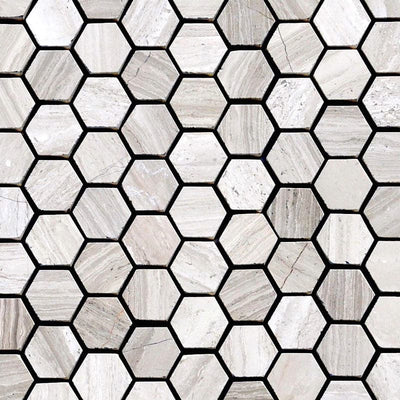 Haisa Light (White Oak) Marble 1x1 Hexagon Honed Mosaic Tile - TILE AND MOSAIC DEPOT