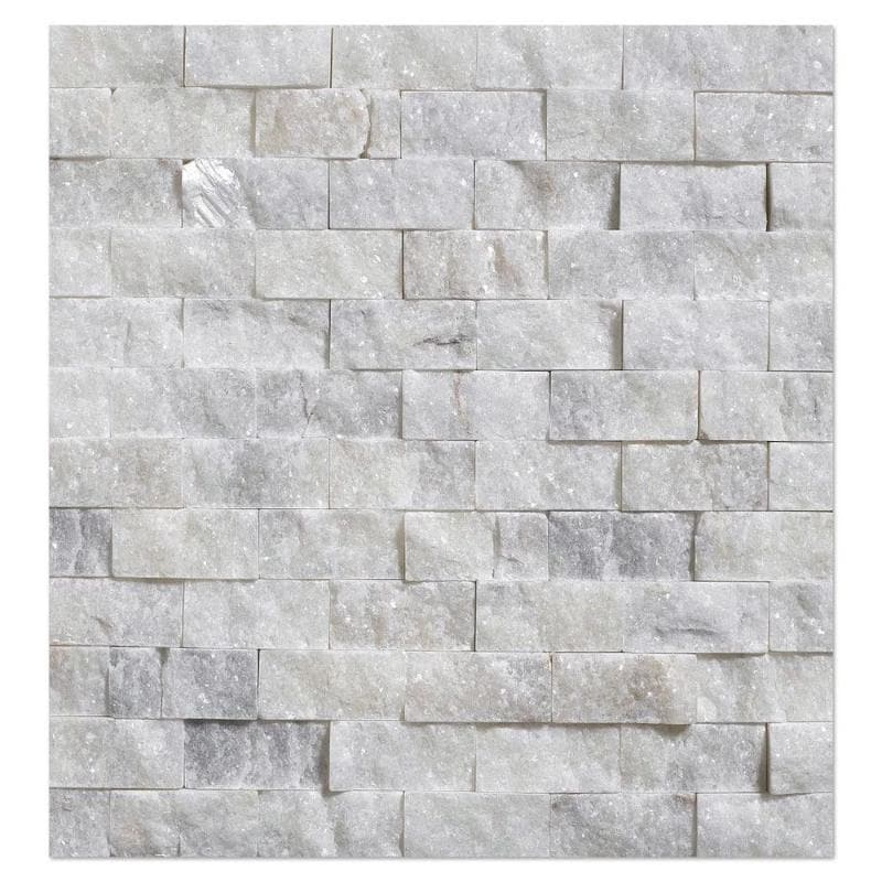 White Carrara Marble 1x2 Split Face Mosaic Tile